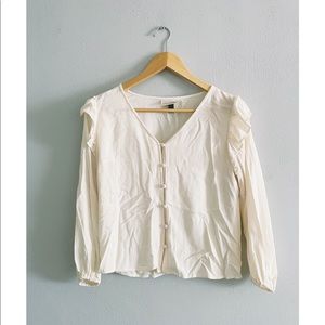 Ivory Shoulder Ruffle Blouse